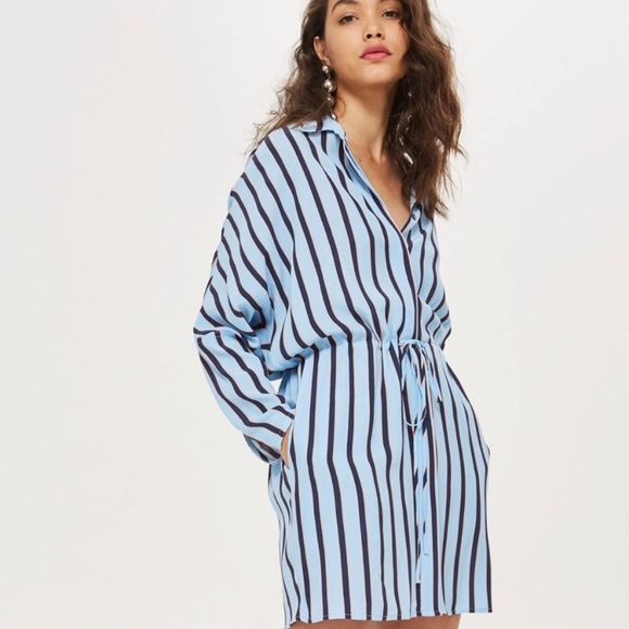 Topshop Dresses & Skirts - TOPSHOP Blue Striped Button Down Dress